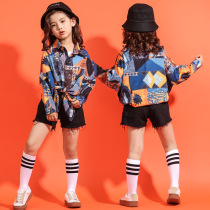 Street baby girl child street dance jazz pop dance dress childrens clothing children 2019 new style flower shirt set