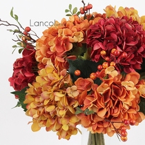 Lancol blue can retro European simulation flower dark orange autumn yellow Dark Red Hydrangea home decoration fake flower