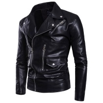 Male God equipment punk motorcycle leather clothing men lapel short personality leather jacket performance jacket Harley locomotive suit