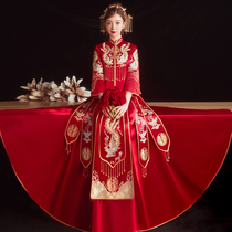 Xiuhe dress bride 2021 new Chinese wedding dress Wedding dress Dragon and phoenix coat female thin wedding dress toast Wo dress