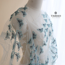 Taiwan new European lace M34 wedding dress creative matching material Lake Blue deep hidden blue butterfly flower patch