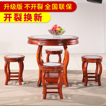 Antique Chinese Noodle Gallery Round Small Eating Shop Table And Chairs Fast Table Marble Sweet Shop Table Combined Solid Wood 4 people