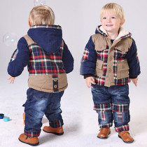 2020 new baby childrens clothing quilted jacket winter thickened male baby velvet cotton coat winter 1-2 years old foreign style suit