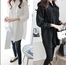 Large size womens clothing 2020 autumn new fat mm loose thin white shirt medium-long section belly cover long-sleeved top tide