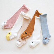 Spring and autumn new baby long cylinder socks 0-1-3-year-old glue anti slip baby over knee socks male and female child curbside pine mouth