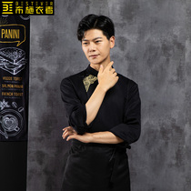 Suffoters New Chinese Embroidery Chef Overalls Long Sleeve Chinese Style Fast Food Kitchen Chef Mens Autumn and Winter Clothes