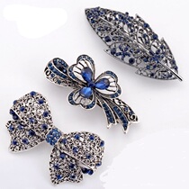 Blue rhinestone hair accessories send mom mother-in-law hair clip middle-aged lady hair card middle-aged elderly headdress spring clip