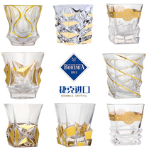 Czech imported BOHEMIA hand-painted gold crystal glass glass wine cup beer cup high-grade whiskey pattern Cup