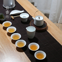 Rock Shangfang Grease White Pure Color Tiliang Pot Tea Set of Tea Set Kung Fu Ceramic Home Set Set Kiln
