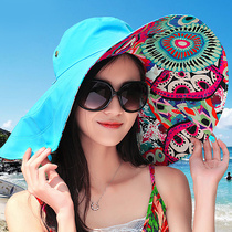 Cap children Summer Korean version of sun hat Women big along sunscreen folding straw hat beach cover neck and neck tourism