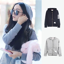 Hot Baron with THOM BROWNE ARM BADGE Zip Hood with a small one-size MJT022H-00535