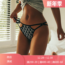 Fufager European and American underwear women ins Net red letter printing low waist no trace Ice Silk hollow girl breifs