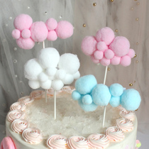 Bakery supplies three-dimensional clouds cotton clouds birthday cake decoration plug-in dessert table decoration card