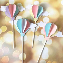 Creative cake decoration plug-in color romantic clouds three-dimensional hot air balloon children cartoon scene cake decoration
