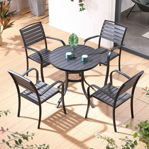 Green villa outdoor table and chair Courtyard Villa WPC garden Outdoor leisure Open-air yard Cafe table and chair multi-function