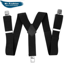 Adult Mens Harness Black Widening Four Clips Outdoor Sports Braces Fat People Non-slip Powerful Working Hanging Pants With Clips