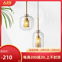 Industrial Wind Restaurant Single Head Chandelier Light Lavish Retro Creative Personality Aisle Bar Table Lamp Glass Round Ball Headboard Chandelier