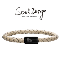 souldesign minimalist style natural cowhide woven leather bracelet bracelet European and American Milan white