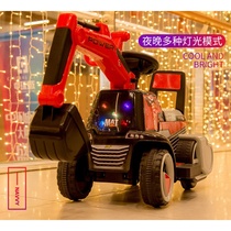 Childrens electric excavator can sit and ride with music girl excavator simulation male baby hook machine stroller 