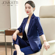 Advanced sense professional suit suit suit female summer Korean fashion temperament hotel manager white collar sleeve overalls