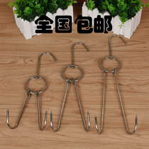 5cm thick stainless steel barbecue Hook double hook roast duck barbecue adhesive hook 5CM large circle T-shaped hook roast ring long hook