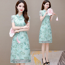 Fashion printed chiffon feminine dress 2021 summer new long slim wife skirt