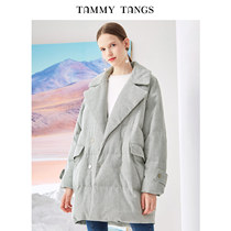 Sugar force winter clothing new European and American womens clothing houndstooth cotton jacket lapel loose medium and long warm cotton coat