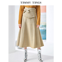 Sugar force winter new European and American womens retro plaid skirt high waist strap medium and long umbrella skirt