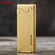 Baicheng ultra-thin lighter grinding wheel type kerosene lighter old-fashioned nostalgic retro brass creative personality lettering men