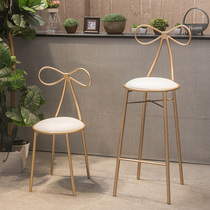 Nordic dining room chair bar chair simple modern leisure back chair creative wrought iron bow makeup chair nail stool