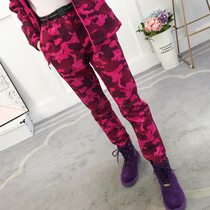 Exploration of outdoor camouflage soft shell assault pants men and women plus velvet thickened elastic wind waterproof winter warm mountaineering pants