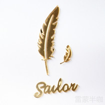Acrylic DIY accessories golden feather leaves handmade DIY drop glue groove shell with accessories padding