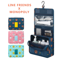  Korea LINE FRIENDS X MONOPOLY travel hanging wash bag female large capacity storage makeup bag