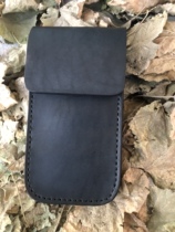 Pure handmade vegetable tanned cowhide styling mobile phone bag vertical mobile phone cover multi-functional running waterproof outdoor wear belt