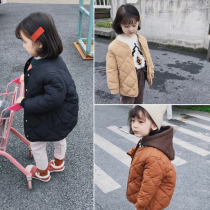 Beautiful girl City girl cotton new baby coat long thick childrens clothing foreign-style diamond grid