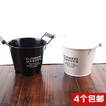 Manufacturer large number zakka retro iron art anti-rust table flower pot pen holder containing iron flower barrel multi-meat balcony flower arrangement