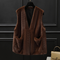 Mink leather waistcoat Waistcoat Mink Fur Fur Leather Grass Short Vest 2021 new large coat female mink youthful models Fashion