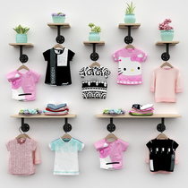 Clothing store wall hook water pipe solid wood pallet rack Bracket point hanging hook hanging hanger shelf shelf