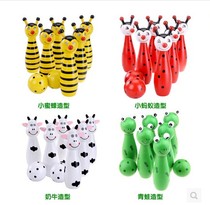 Wooden childrens early education toys Little bee bowling four cartoon animal bowling parent-child educational toys