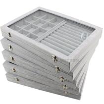 Medium and large icy velvet jewelry box necklace ring earrings stud bracelet earrings storage box showcase