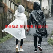 Raincoat long full body cap transparent fashion travel white raincoat raincoat zipper cap Korean coat