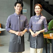 Hotel Western restaurant waiter shirt autumn and winter clothes cafe overalls long sleeve OL professional overalls shirt Women