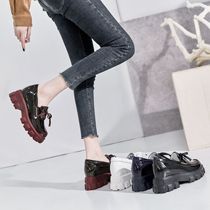 Tide card thick bottom heightening small leather shoes women 2021 spring and summer new dermis Inn wind retro 100 hitch pastry women