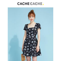 Dress Short Small 2021 Summer New Square Collar Skirt Fresh Dress