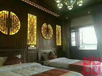 Wood carving Chinese style solid wood antique pendant living room round mural decorative painting living room porch lattice partition