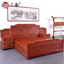 Sanyun mahogany furniture Burmese Rosewood classical bed Chinese big bed solid wood high box bed height double bed Z
