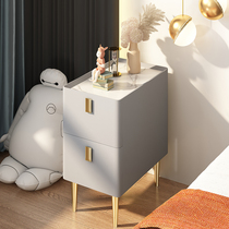 Super narrow solid wood bedside table bedroom small modern simple light luxury storage cabinet rock board 25cm mini leather bedside cabinet