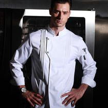 Chefs overalls Autumn and winter chef restaurant back Chef male chef clothing high-end chefs clothing long sleeve white