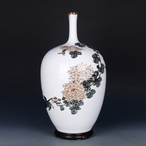 Hand-painted Hunan ceramic arts and crafts artist Tan Yan Xiang chrysanthemum yellow crab fat vase ornaments