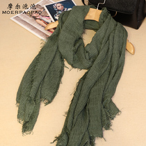 Spring autumn season new flow Su cotton linen scarves with long styles of art and casual shawl pure color Han version Spring and autumn female national wind